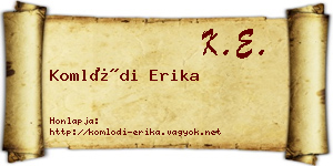 Komlódi Erika névjegykártya